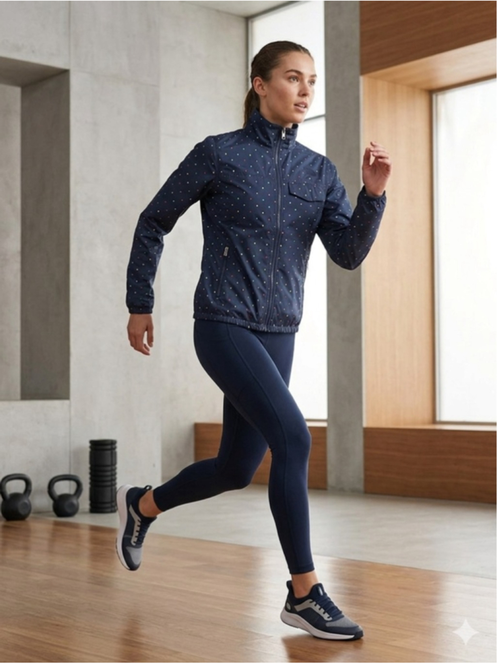 The North Face Women's Windbreaker Polka Dot Jacket Navy Blue Full Zip Size S - Picture 3 of 13